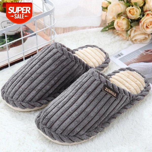 

home slippers for men corduroy r designer short plush winter slippers men warm comfortable non-slip male #bz3a, Black