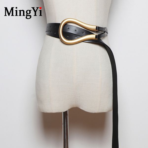 

designers women fashion belts ladies big horseshoe buckle leather double tassel waist belt for coats, Black;brown
