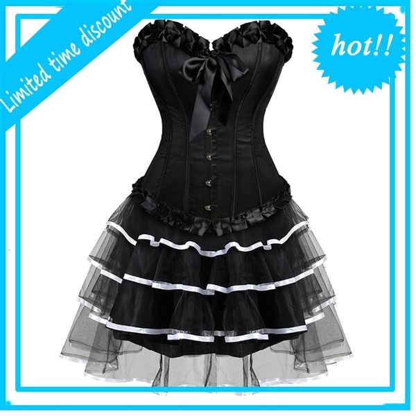 

women's new close-fitting lace hem slim corset female body shaping bustiers dress 26997017, Black;white