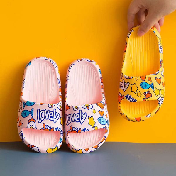 

and sho men's summer women's children's slippers cute baby baotou antiskid home cartoon bathroom sandals, Black;red