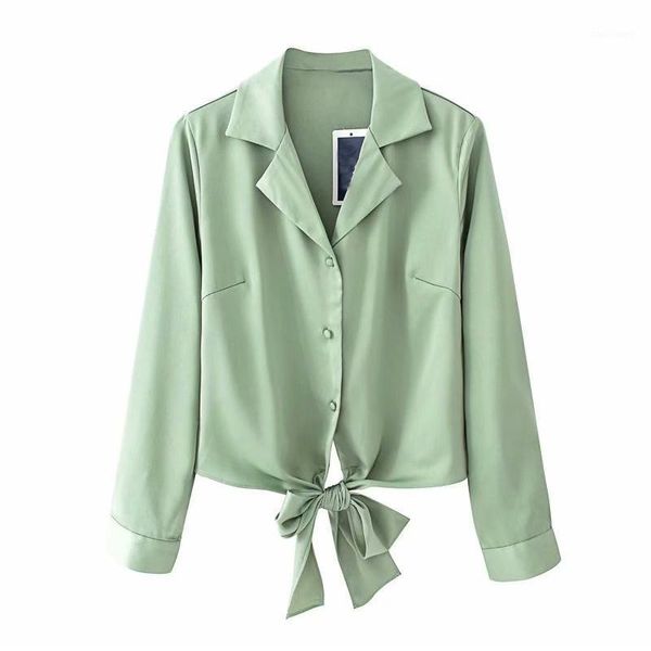 

women sweet chic lapel solid blouses bow tie long sleeve pleated green shirts vintage female casual blusas mujer 20201, White