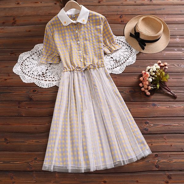 

iceeo mori платье dresslace dressgirl платье рукав новый сладкий daisy плед сетка шнуровка талии короткое лето 2020 для женщин xlkww, Black;gray