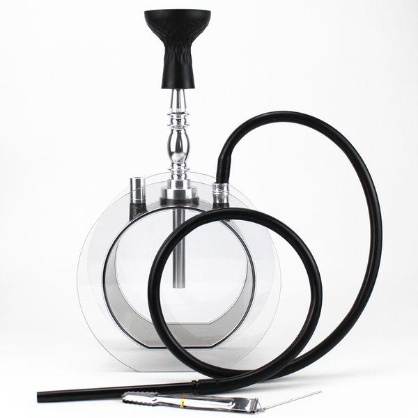 

acrylic contain metal tongs water pipe single hose narguile chicha transparent hookah set