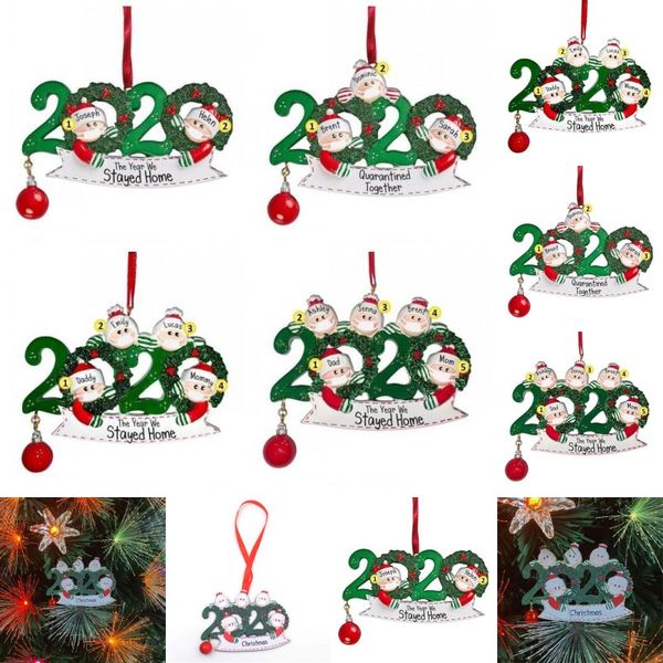 

2020 с рождеством украшение семья маски для лица санта-клаус diy имени деревянных висит кулон елочных украшений stay together 6 8xf h1