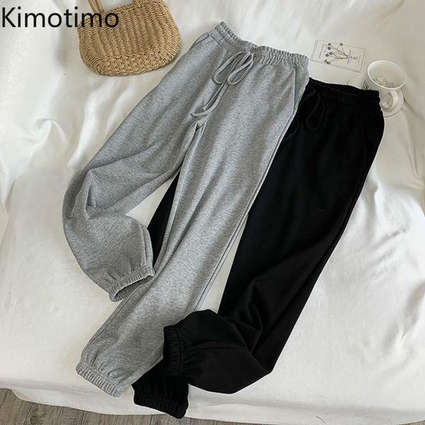 

kimotimo sweatpants high waist women drawstring solid joggers casual harem pants capris trousers korean women fashion pants, Black;white