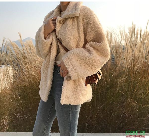 

faux fur thick coat for women autumn winter warm soft fur jacket female outerwear button plush ladies casual winter overcoat, Black;brown