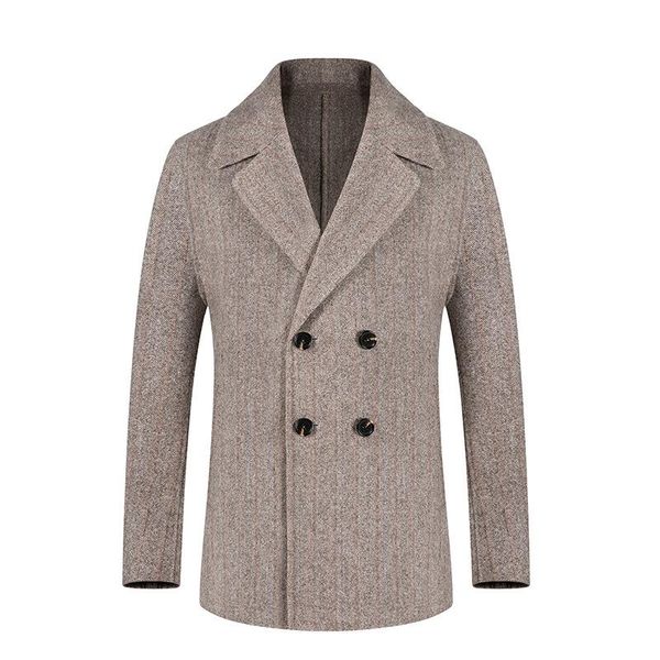 

new cashmere coat men's short double face woolen coat thick suit pure wool jacket fashion, Black