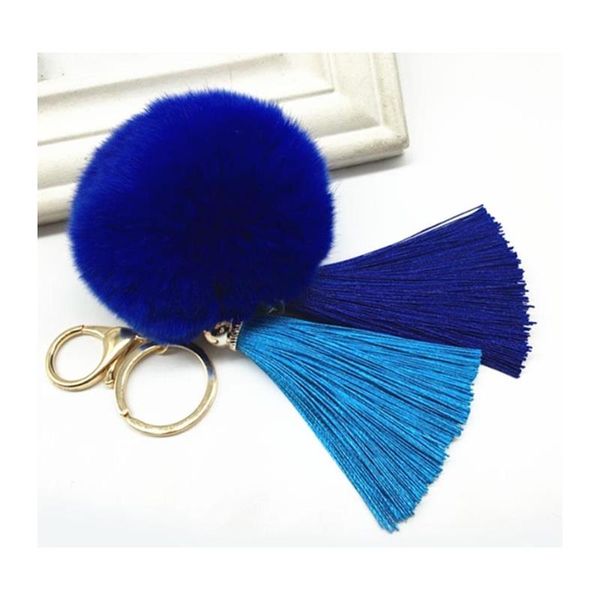 

new tassel pompom car key ring pendant fur ball keychain rabbit fur plush fur key chian pom pom keychain f jllhlm, Silver