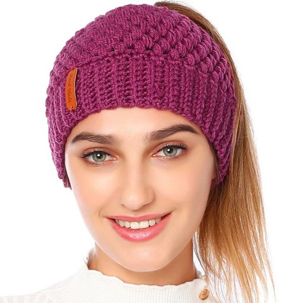

solid knitted cap women warm elastic hat winter headwear protect ear soft beanies women bonnets, Blue;gray
