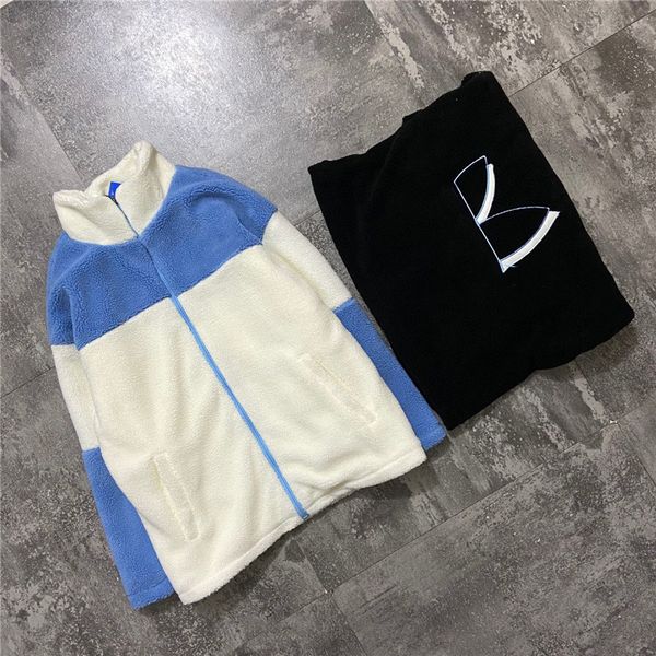 

men's and women's jackets winter lambs wool stand collar classic embroidery zipper cardigan couple jacket warm, Black;brown