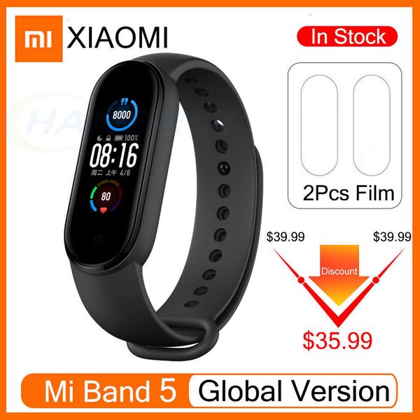 

- smart wristband mi band 5 global edition, waterproof touch screen, sports watch, bluetooth, heart rate and sleep monitorjk
