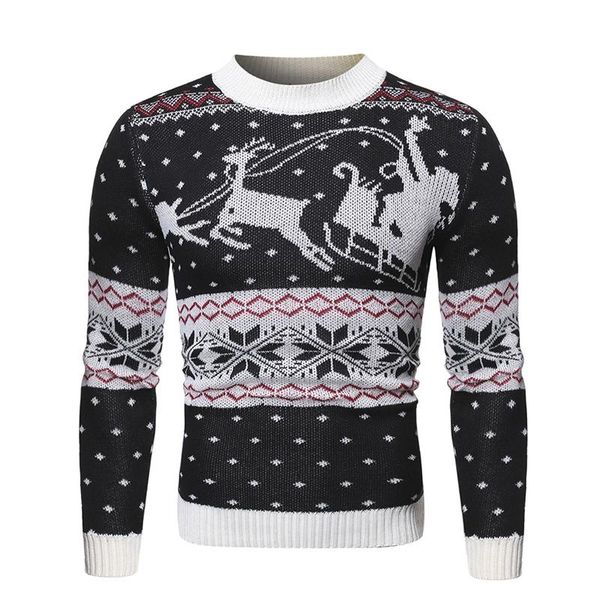 

men's sweaters o-neck knitted coats knitwears autumn winter warm wool men elk christmas pullovers sweater casual nice, White;black