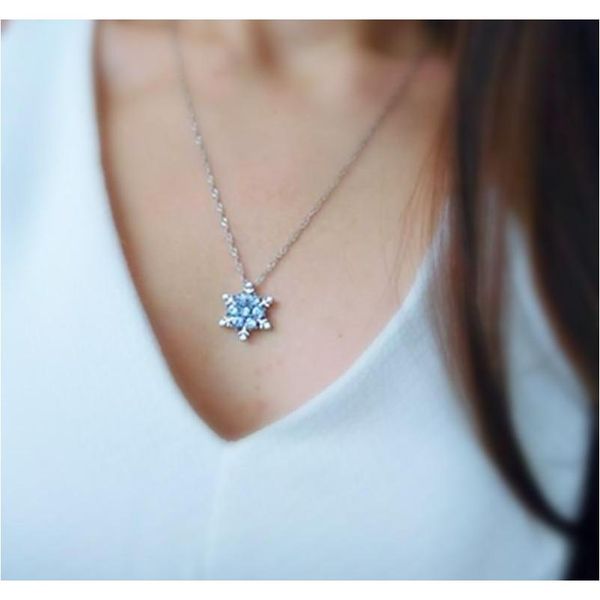 

frozen natural gem necklace silver plated zircon crystal snowflake necklace christmas gift pendant cdnk6 xj96p