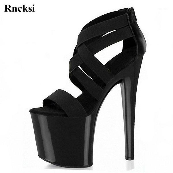 

rncksi new wome pole dance party shoes straps platform 20cm ultra high heels sandals night clubbing girl's sandals shoes1, Black