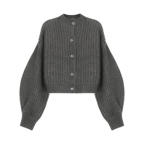 

retro wool single-breasted sweater coat women's cardigans 2020 autumn new korean loose long-sleeved knit cardigans fashion full1, White