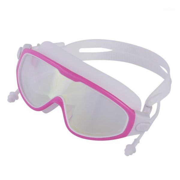 

men women swimming glasses glasses waterproof anti-fog flat mirror large frame lens high definition eyewear with ear plug1