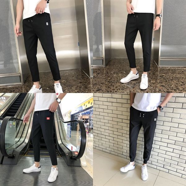 

ebtjx шелк случайные брюки мужские корейский моды спорта k92g6 и летом девять деление одежды свободный лед тонкий летом случайные брюки весн, Blue