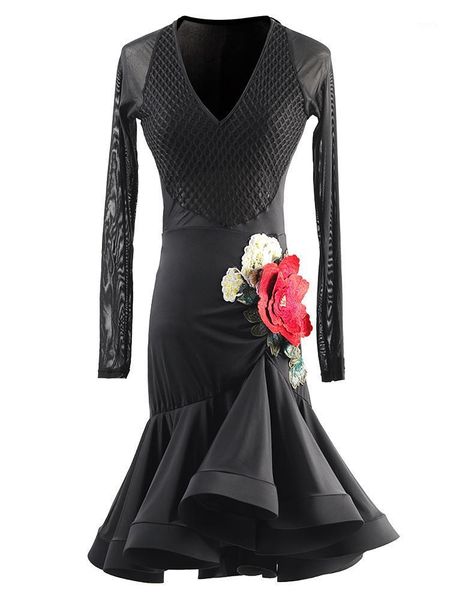 

new black dress women latino dress dance latin dance clothes for training clothes for latin american dances 2020 new -a3191-11, Black;red