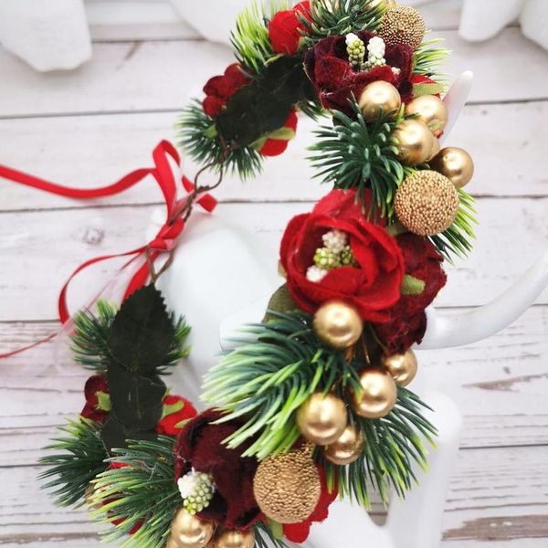 

christmas flower crown festival headband women hair accessories headdress new year floral garlands xmas flower qylmfm