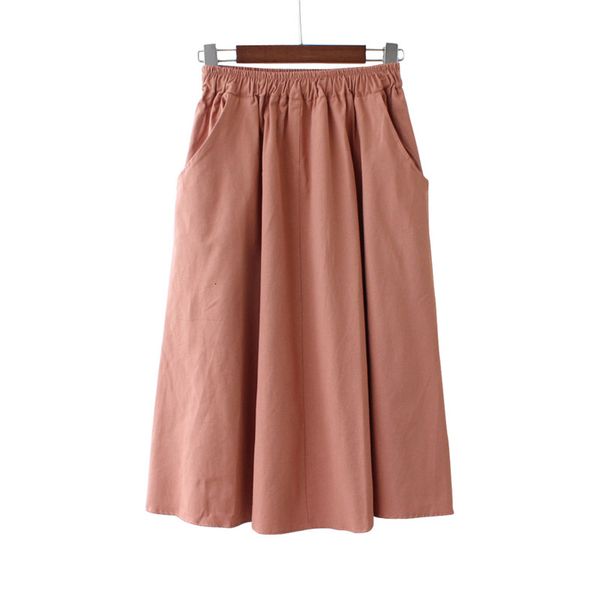 

2021 new a-line summer white boho stretch waist cotton midi skirt casual jupe femme saia women skirts 053l, Black