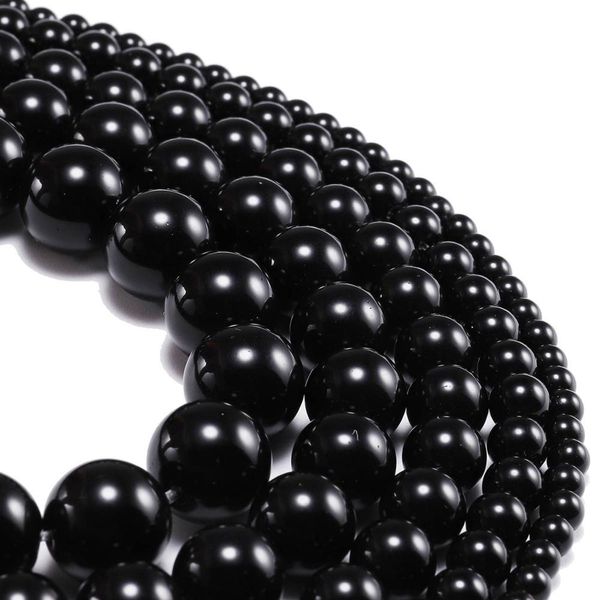 

1strand lot 4 6 8 10 12 mm black smooth glass beads round loose spacer beads for jewelry making findings supplies diy h jllknc