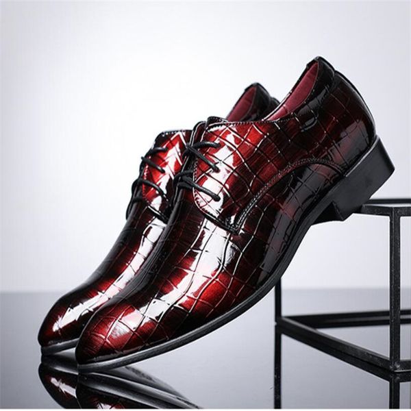 

2020 luxury colorful men party dress shoes lace-up business casual brogue shoes men formal wedding zapatillas hombre, Black