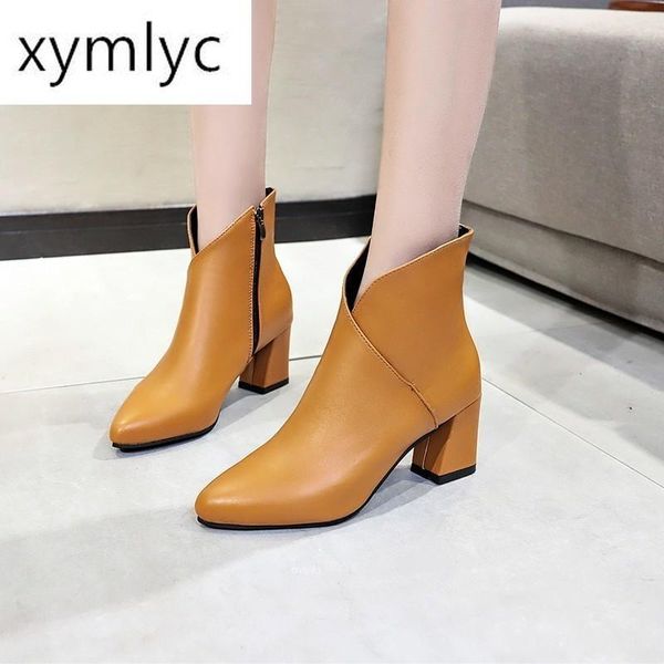 

2020 female high heel boots pointed toe short plush side zipper fashion boots prom wedding shoes leather pu mujer, Black