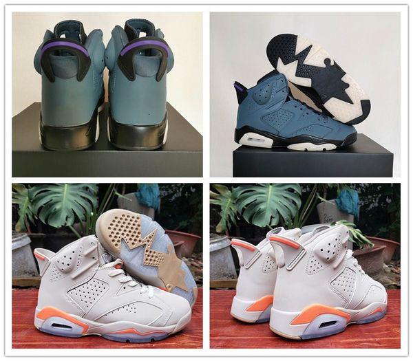 

2020 new 6 ocean purple navy men basketball shoes good quality 6s white orange mens sneaker with box, White;red