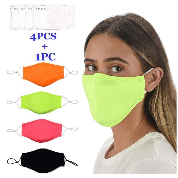 

designer adjustable facemask mascarillas fabric cloth face maks reusable maske with filters (1mask + 4 filters