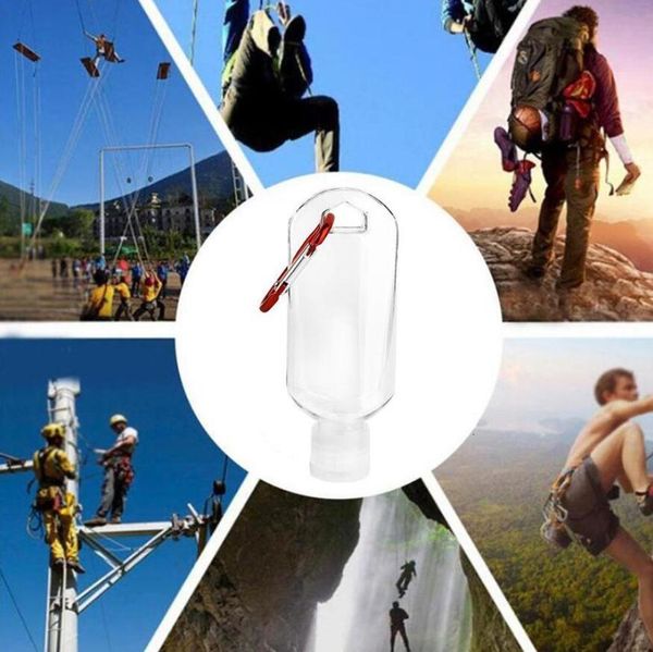 

hook 50ml empty refillable bottle with key ring clear transparent plastic hand sanitizer bottle for travel ref