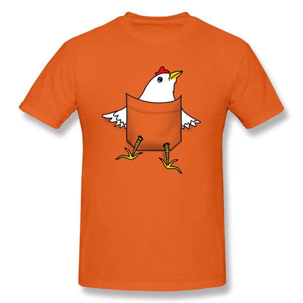 

funny kawaii orange printing 100% cotton fabric classic short sleeve funny pocket chicken for men hoodie designers t shirts sweatshirt