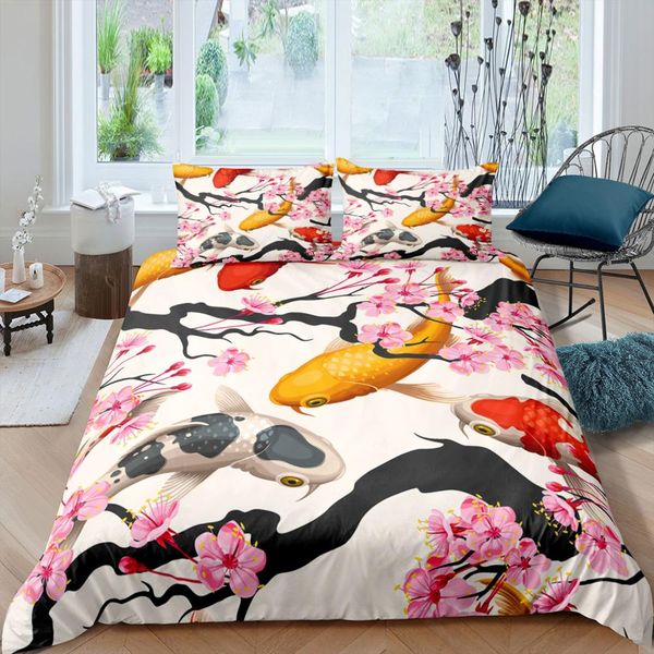 

zeimon golden fish duvet cover queen bedding set 3d bed linen girls full size bed quilt cover sets twin home textiles