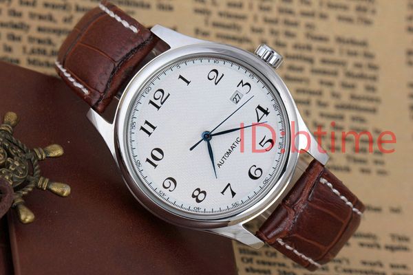 

designer fashion mechanical 2813 automatic movement men's watch sapphire stainless steel bracelet wristwatches leather watches btime, Slivery;brown