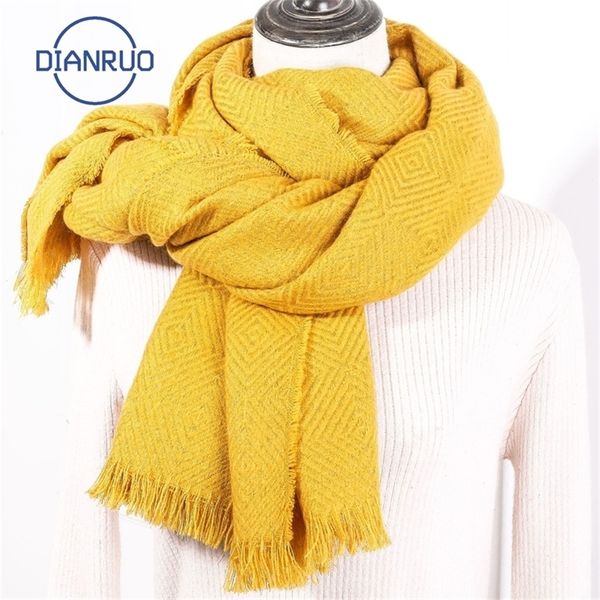 

dianruo new arrival women winter diamond scarf thick neck warm headband hijab lady shawls wraps blanket pashmina female r340 y201007, Blue;gray