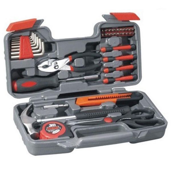

russia stock 40 pcs red pink hand tool set general household woodworking hammer plier measure screwdriver household repair tools1