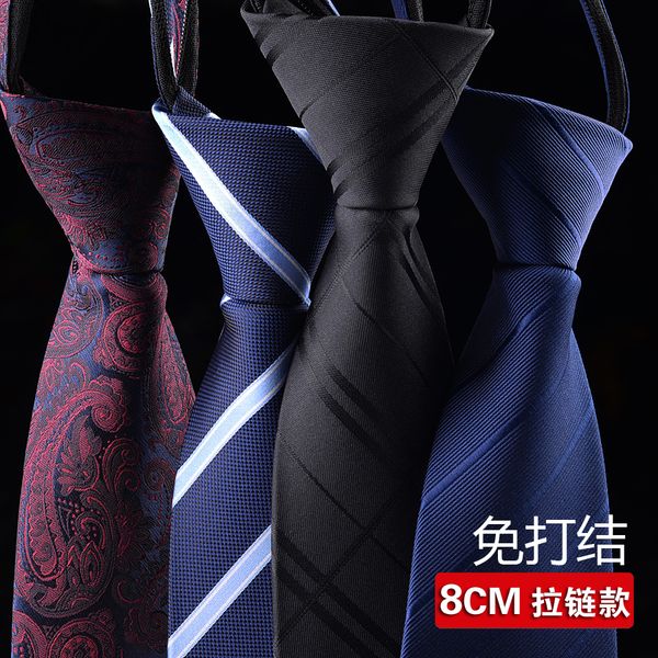 

silk easy to pull chain tie man 8cm lazy black business korean bridegroom wedding wine red, Blue;purple