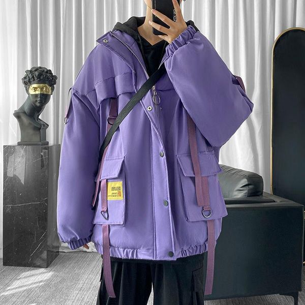 

men's down & parkas 2021 autumn and winter youth all-match tooling big pocket cotton-padded jacket fashion casual stand collar top, Black