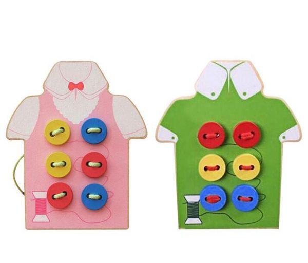 

kids montessori educational toys children beads lacing board wooden toys toddler sew on buttons early education teaching aids