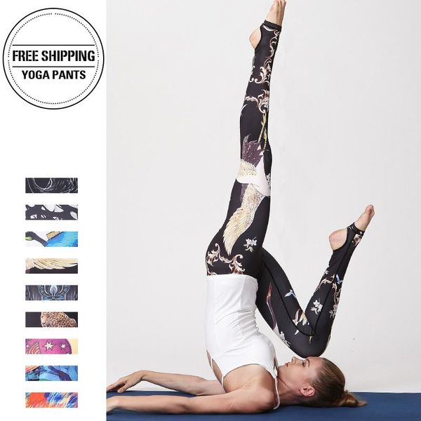 

yoga outfits quick dry fitness pants high waist slim training leggings gym sports tights running jogging tummy control print trousers, White;red
