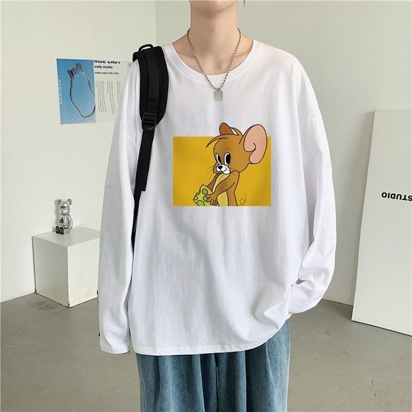 

yemi fashion autumn and winter cartoon long sleeve t-shirt for men, Black