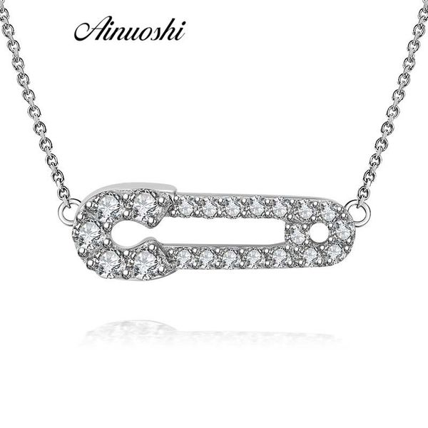 

ainuoshi luxury 925 sterling silver pendant necklace for women 18 inches long chain necklace wedding party gift collar de plata y200107