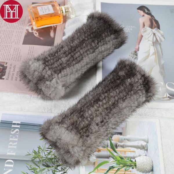 

2020 fashion women real gloves girls real knitted fingerless gloves winter good elastic mittens, Blue;gray
