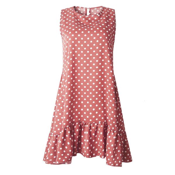 

women summer dresses 2021 new arrival dots print off shoulder loose sleeveless chiffon mini dresses wholesale vestidos oym101112, Black;gray