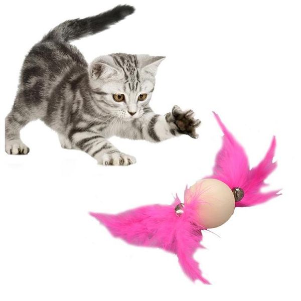 

1pc cat toy fake feather ball decor cat interactive toy cat teaser toys for kittens pet supplies rand qylezs