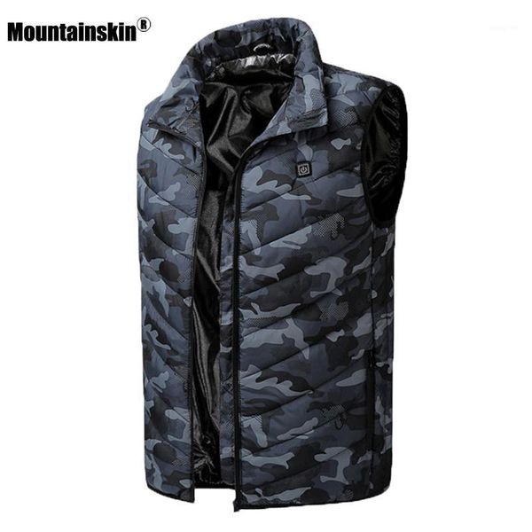 

mountainskin mens winter warm usb heating vest casual sleeveless coat men carbon fiber electric jacket male brand clothing sa8691, Black;white