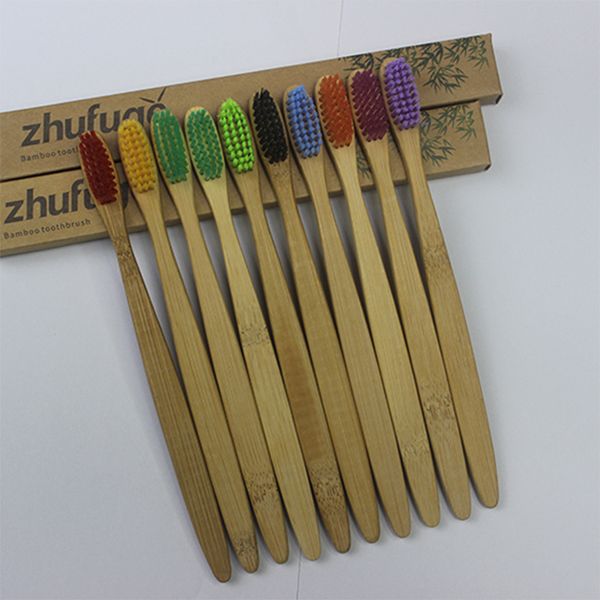 

zfg009 premium 9colours eco- friendly biodegradable soft bamboo toothbrush wholesale