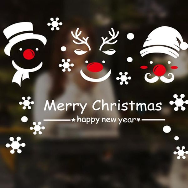 

1шт с рождеством с новым годом снеговик deer снежинка стикер стены home витринах наклейки переводные картинки рождество декор стены jllglz b