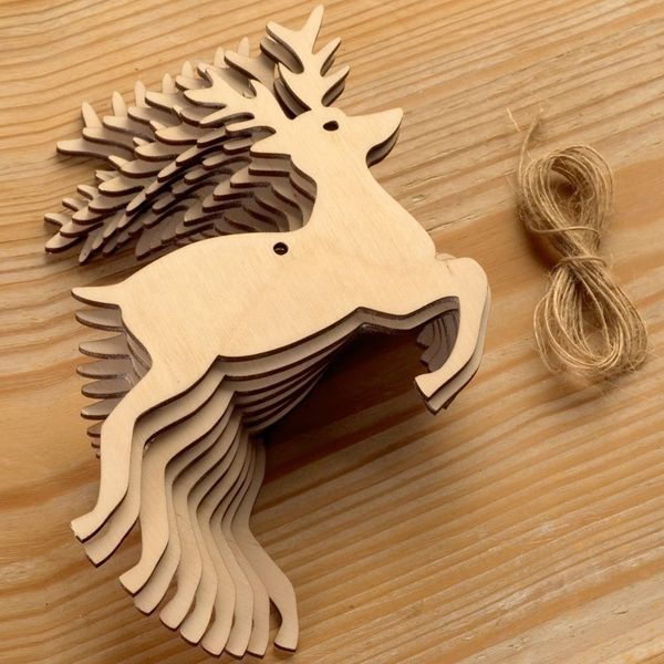 

factory3fvu10pcs wooden diy christmas party decorations snowflakes&deer&tree pendants xmas tree ornaments kids gifts