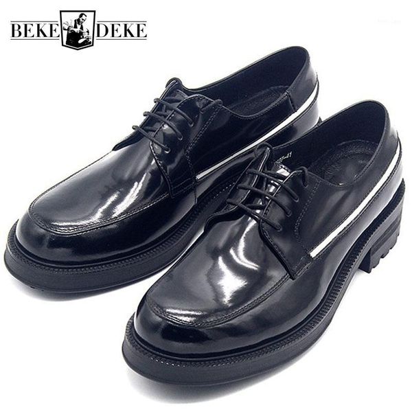 

2020 genuine leather shoes men cowhide height increasing white striped derby male shoes office wedding black dress zapatos1