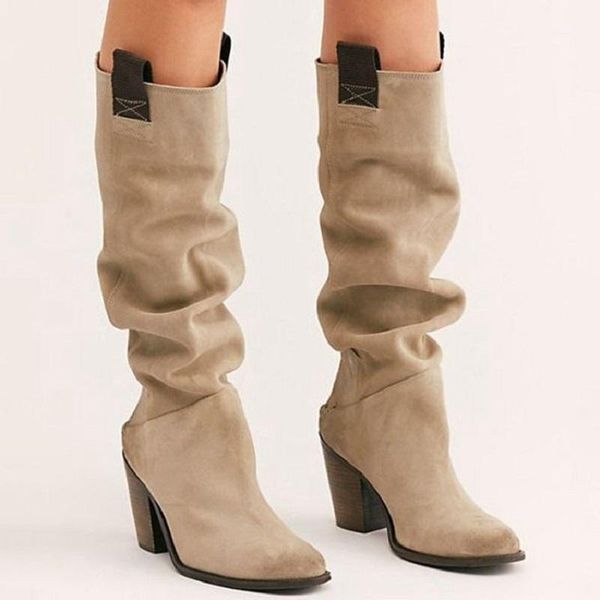 

autumn winter high heels women boots vintage ladies knee high long boots platform western female shoes zapatos mujer1, Black
